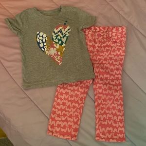 Baby Gap DVF 2 piece heart pattern pink jeans with gray shirt size 2 years